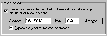 En la sección del Servidor Proxy, se da clic en el checkbox para modificar la dirección del servidor gateway, en este caso el ClarkConnect (19