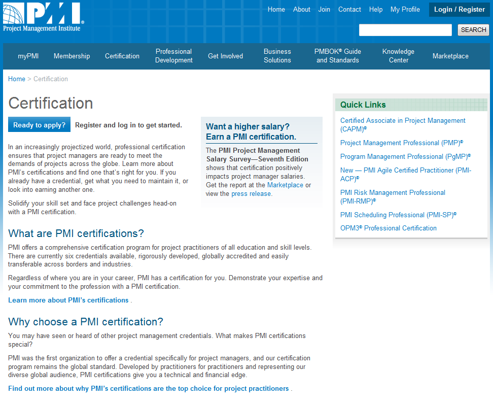 Información adicional: Certificaciones de PMI