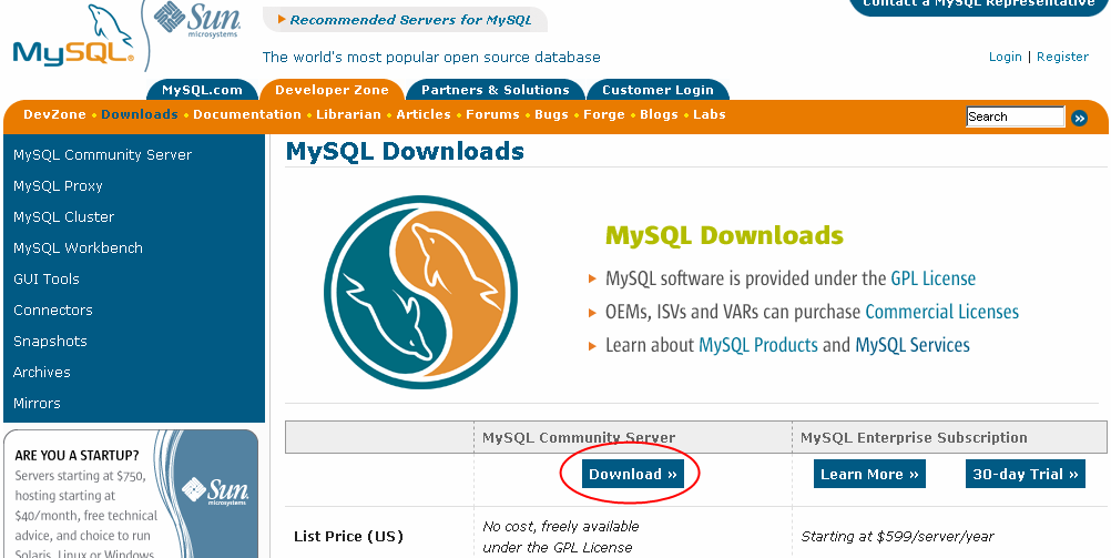 11.2. Instalación del sistema gestor de base de datos MySQL 1º Descargarse el ejecutable de instalación: El primer paso será descargarse el