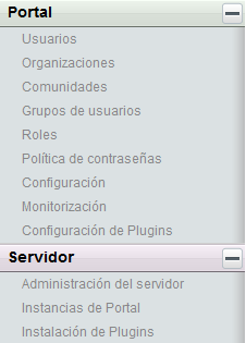 En las opciones del usuario administrador se selecciona Panel de control.