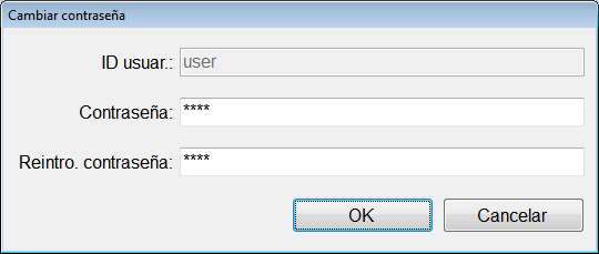 Iniciar sesión en este software Pantalla de inicio de sesión 1) Introduzca el ID de usuario en "ID usuar." 2) Introduzca la contraseña en "Contraseña".