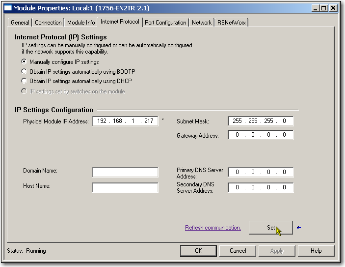 Capítulo 3 Configure un módulo de comunicación EtherNet/IP para que funcione en una red Establezca la dirección IP de red con el ambiente Studio 5000 Para usar el ambiente Studio 5000 con el fin de