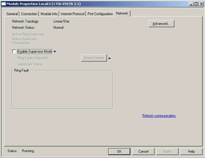 Configure un supervisor en una red de anillo a nivel de dispositivos Capítulo 4 2. Haga clic en la ficha Network y seleccione Enable Supervisor Mode. Haga clic aquí para habilitar el modo supervisor.