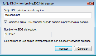 Nombre NetBIOS en Windows XP Mi PC --> Propiedades --> Ficha Nombre de equipo --> Botón Cambiar -->Botón Más --> (No se puede modificar porque WinXP