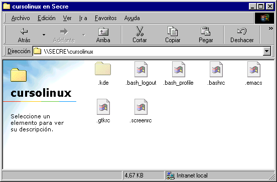 Thales-CICA 2004 A bailar la Samba Página 94 Para acceder (sin hacer más cambios que los ya comentados 35 ) desde una máquina Windows a una Linux sólo lo podremos hacer si somos usuarios registrados