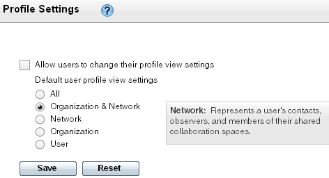 Capítulo 3: Qué es la pestaña Configuration (Configuración) 3 Seleccione Allow users to change their profile view settings (Permitir que los usuarios modifiquen sus parámetros de visualización de