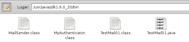 2-b01, mixed mode Finalmente copiamos los archivos JAVA de envió mail en este caso TestMail01a Linux lo compilamos en el terminal de la siguiente manera: