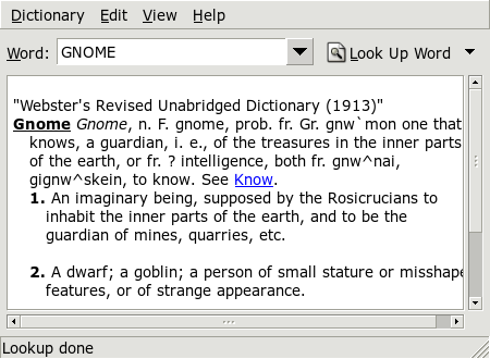 3El escritorio GNOME Figura 3.4: El diccionario en GNOME utilice en Editar la opción Preferencias (ver figura 3.4 en esta página). dict.org permite seleccionar diferentes bases de datos, ej.