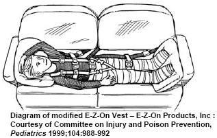 Julio de 2012 Los chalecos se fijan firmemente al vehículo con una cinta superior y con el propio cinturón de seguridad del vehículo.