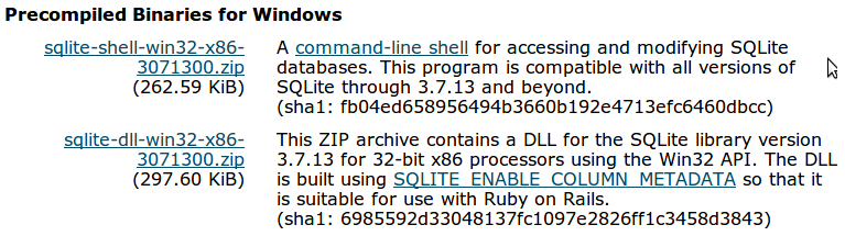 Sergio A. Alonso Rails 3 en Windows y Linux Ubuntu v 0.96 Beta pag 27/197 actualizado al 06/01/13 SQLite bajo Windows Para tener un buen soporte de SQLite bajo Windows, conviene entrar a http://www.