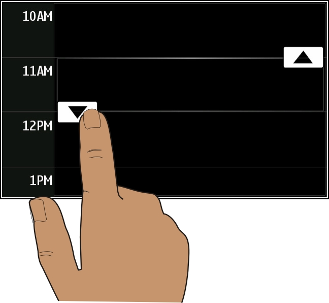 Gestión de tiempo 101 En la pantalla de inicio, seleccione la fecha. 1 Seleccione (Pulsar para crear entrada), o si hay entradas existentes, toque el área situada debajo de una entrada.