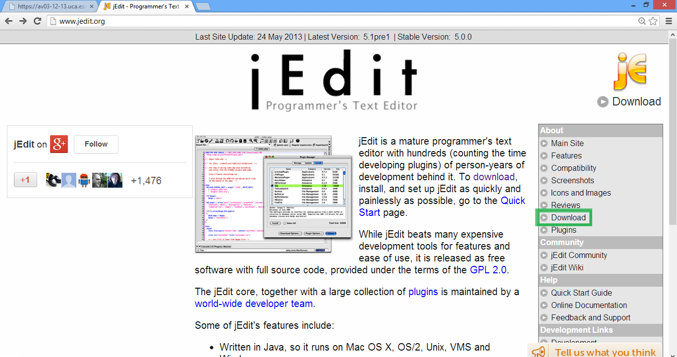 2. Instalación de jedit 2.1. Descarga e instalación de jedit (Windows) Ya tenemos todo lo necesario para poder crear y ejecutar nuestros programas bajo la plataforma Java.