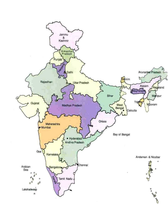 Mapa mostrando las concentraciones de oferta de TI en la India New Delhi, Gurgaon, Noida Mumbai Pune