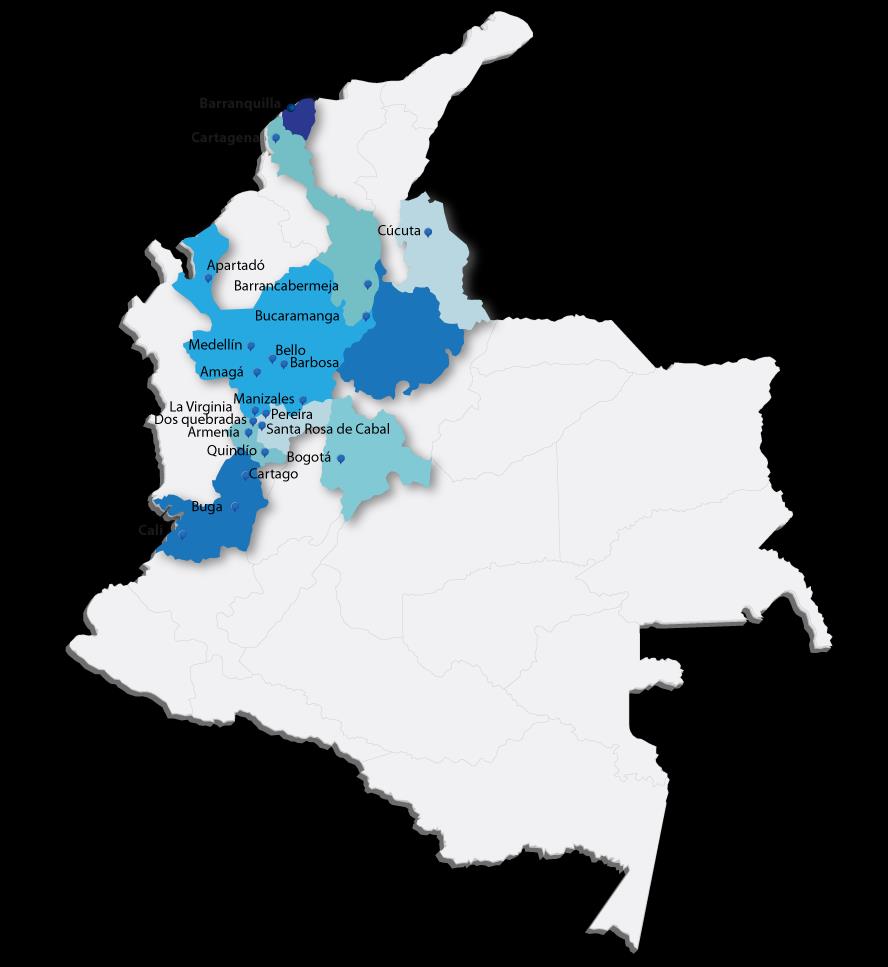 Capítulo 1: Perfil de la Entidad Localización y ciudades donde tiene operación Regional Nororiental: Bucaramanga Barrancabermeja Cúcuta Con operación presencial Norte: Barranquilla Cartagena San