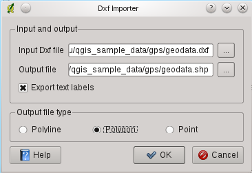 Figura 19.8: Complemento Conversor DxfaShp en el archivo DXF y las cadenas de texto en sí. 19.5.1 Usar el complemento 1.