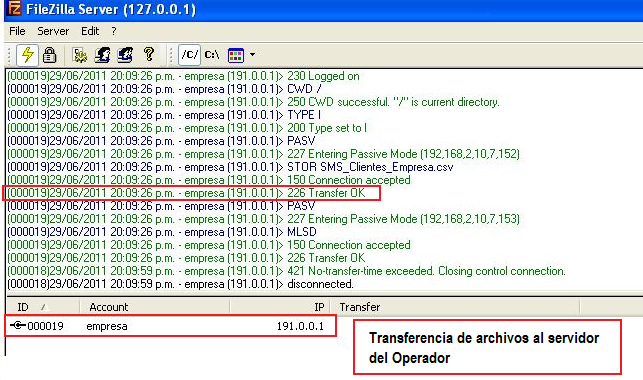FIGURA 3-15 Transferencia exitosa de archivo al servidor FTP FUENTE: ELABORACION PROPIA FIGURA