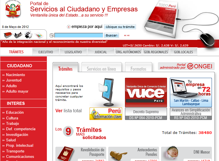 ADMINISTRAMOS EL Portal de Servicios al Ciudadano y Empresas www.tramites.gob.