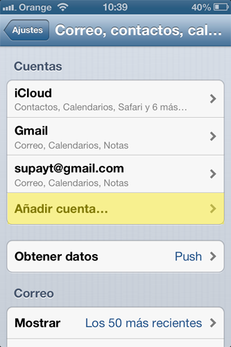 Configuración de correo en móvil iphone 1.