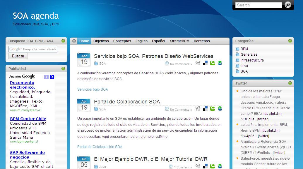 QUE: SOA en la Empresa Usuarios Aplicaciones SOA (Portal) Plataforma Comercial Portal Servicios Presentación (Portlets) Calendario/