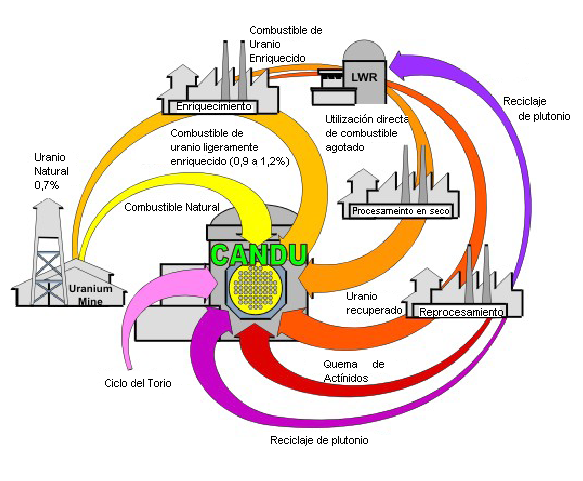 Figura 2-1 Aplicación del reactor CANDU a varios ciclos
