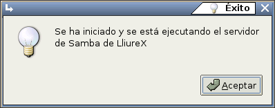 Capítulo 5. Gestión de los usuarios Pulsar Aceptar - El proceso de importación e inicialización de los usuarios LliureX ha finalizado.