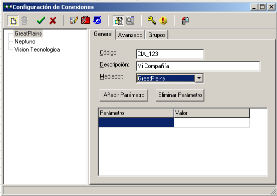 Manual de instalación 12 Para crear una conexión nueva en BIABLE, ingrese a Excel, y en la barra de BIABLE, haga clic en el botón Configuración Aparecerá la siguiente ventana (Figura 13).