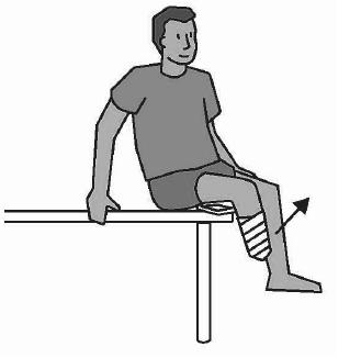 Abducción:de pie y apoyados de espalda a una pared, colocar el muñón sobre un taburete pero sin tocarlo.