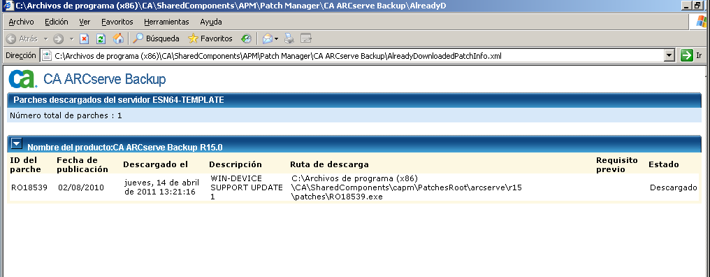 Cómo funciona CA ARCserve Backup Patch Manager Generación de informes CA ARCserve Backup Patch Manager permite generar informes tanto del estado actual como del estado de historial.