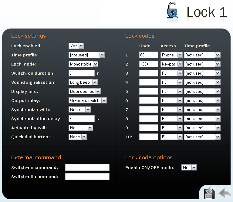 Configuración 3.3 Figura 3.17 Ajustes de Cerradura Ajustes de Cerradura (Lock Settings) Cerradura habilitada (Lock enabled) Habilite o deshabilite el control de la cerradura.