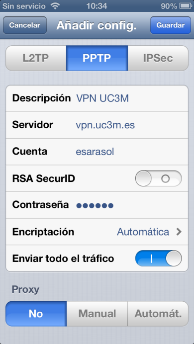 Conexión a la VPN de la UC3M La VPN de la UC3M le permitirá comunicar información privada de forma segura a través de Internet. Los pasos para su configuración son los siguientes: 1.