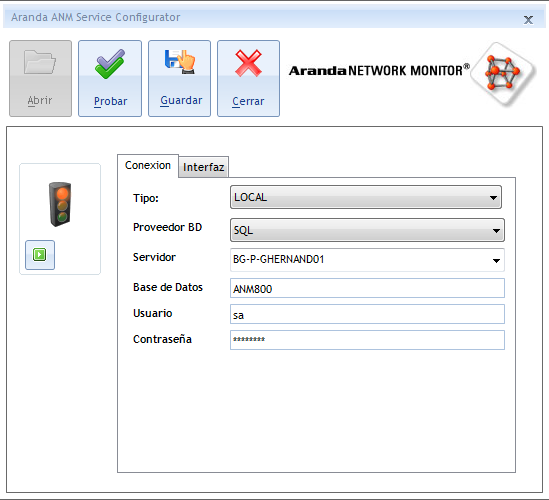 Instalacion NETWORK MONITOR 7 2. Confirme que la conexión es correcta, presionando el botón Test 3. Guarde la configuración definida presionando el botón Guardar. 4.