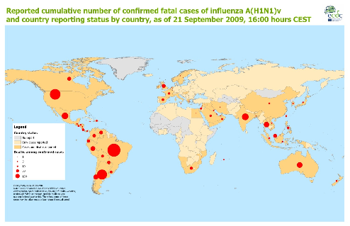 WORLD MAP Reported cumulative number of confirmed fatal cases of influenza A(H1N1)v and country reporting status by country 6. SITUACIÓN EN PANAMÁ www.minsalud.