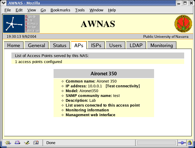2.3.9.2 Interfaz Web Se ha desarrollado una herramienta Web para gestionar el sistema AWNAS. Con esta herramienta se puede gestionar y monitorizar el sistema de una manera cómoda y sencilla.