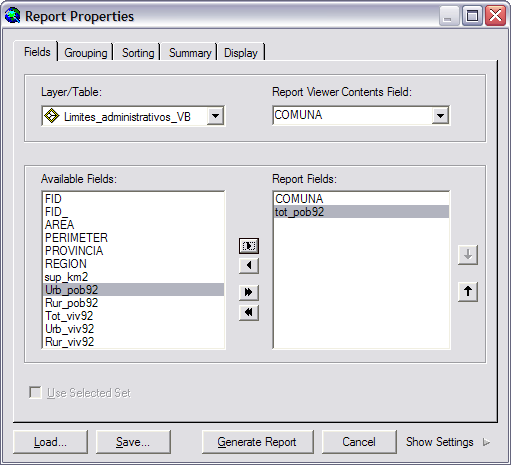 Para agregar un reporte a un layout: 1. Abrir 03_Tutorial_02.mxd. 2. Click en Tools, Reports, Create Report. 3.