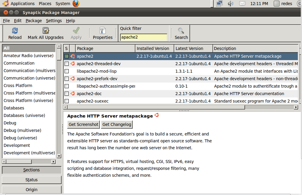 4. Instalación Apache2 4.1 Comandos de instalación Para instalar el servidor web Apache2 a Ubuntu 11.