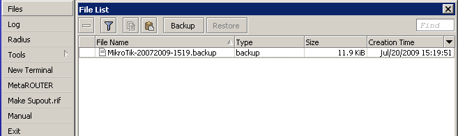 Backup de la Configuración Puedes hacer un backup y restaurar la