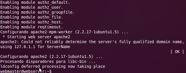 Dependiendo de la versión de Ubuntu tal vez necesitemos el comando Después de pedir la autorización para la instalación Ubuntu iniciará la descarga e instalación de Apache.