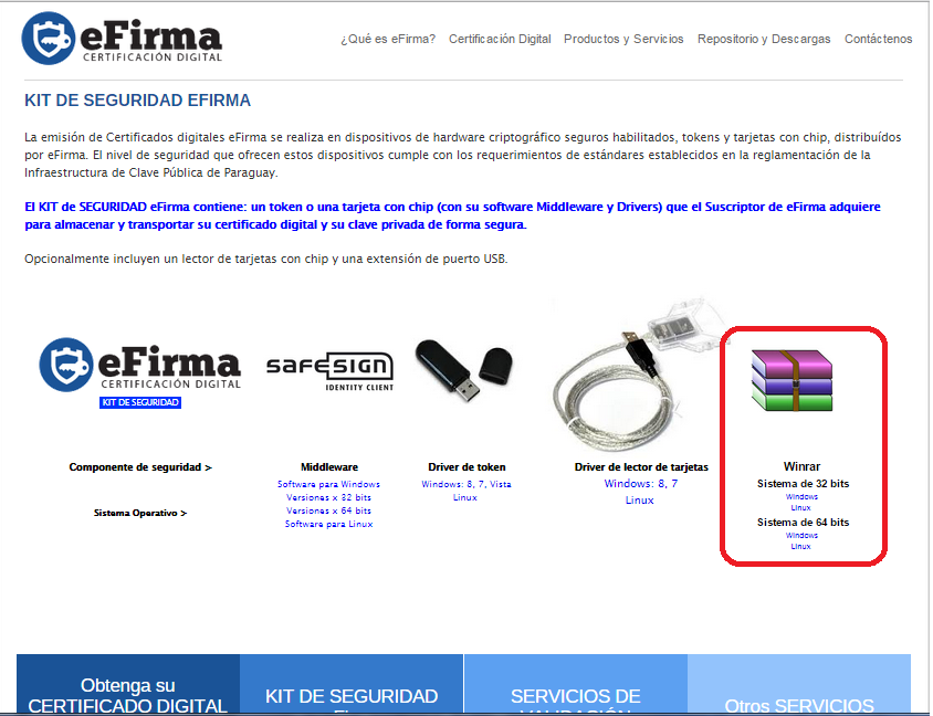 Para realizar la descarga e instalación del software Winrar debe realizar el siguiente proceso: Ingrese a la página web www.efirma.com.