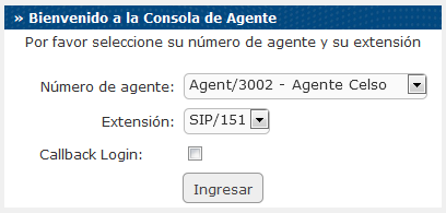 Al ingresar el usuario agente2, el sistema solo le permite acceder a la consola de agente por los permisos que se le otorgó al grupo al que pertenece,