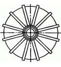 C 1 V 1 β = 90 u 1 Fuente: Grupo de investigación Figura 3.22: Diseño de rotor y alabes El rotor funcionara como una bomba Axial (Kaplan, hélice), ya que el agua entra paralelamente al eje.