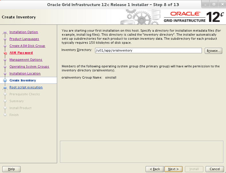 Oracle Base: /u01/app/grid Software Location: