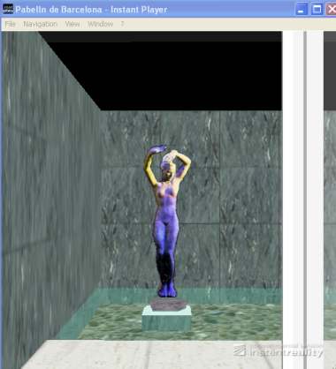 Para mayor comodidad y no tener que navegar en VRML por todo el terreno y el edificio hasta llegar a la estatua, poenmos una cámara nº 2: Exportamos a VRML.