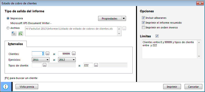 FactuSOL 2013 Informes 236 Movimientos de cobros de recibos Imprime listado de movimientos de recibos teniendo en cuenta los rangos, filtros, ordenaciones, clasificaciones y opciones indicadas.
