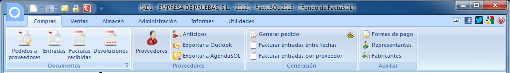 FactuSOL 2013 Compras 36 Compras Tendrá la posibilidad de hacer una revisión ortográfica en las líneas de detalle de los documentos de compras, tanto en Microsoft Office WORD como en OpenOffice.
