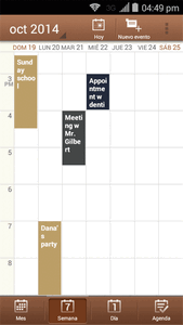 El color de los eventos indica el tipo de calendario que incluye ese evento. Para saber qué color representa a cada calendario, toca > Calendarios.