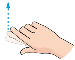 la posición que deseas. Deslízate rápidamente El gesto de deslizamiento rápido en la pantalla es similar al deslizamiento, excepto que debes deslizar el dedo con golpes suaves y veloces.