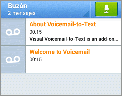 3. Toca el mensaje Welcome to Voicemail (Bienvenido al correo de voz) que aparece en pantalla, para ver una breve explicación sobre los servicios del correo de voz.