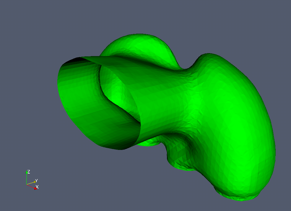 76 6. Aplicaciones tridimensionales Figura 6.13: Vista lateral de un posible diseño final, paso 70 (46 %). 6.2.1. Múltiple de admisión, método elemental por supremo Presentamos a través de las Figs.