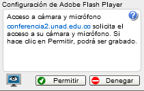 3. Saldrá una ventana emergente Configiracín de Adobe Flash Player y le dará clic en permitir. 4.