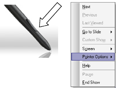 Para ello debemos seguir los siguientes pasos: (1) Inicie su presentación en Power Point (2) Coja el lápiz situado en la parte superior trasera del monitor (3) Pulse el botón inferior del lápiz para